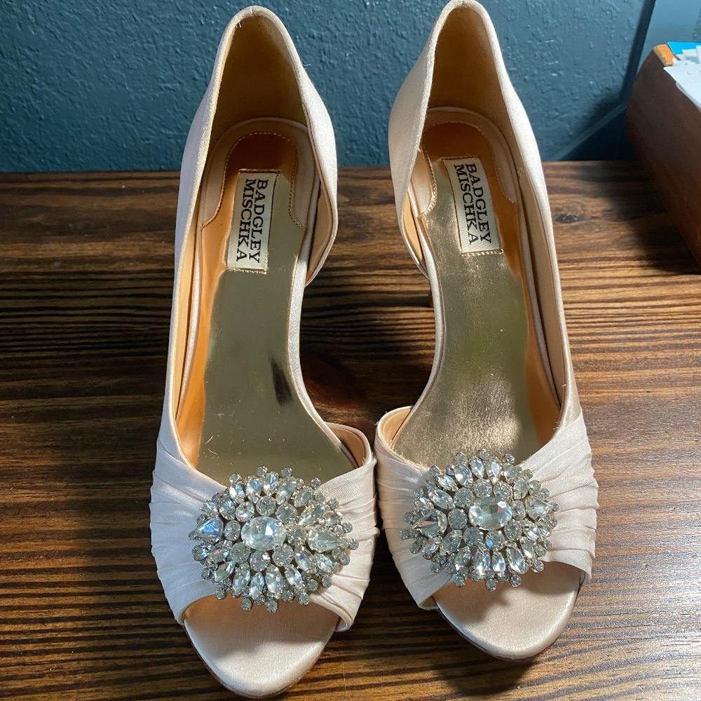 Badgley Mischka D'Orsay w/ crystal embellishment